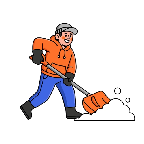 A man is Shoveling Snow