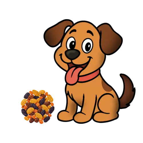 Dog eating Raisins