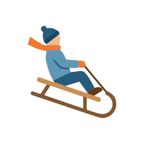 A man Sliding down on a sled